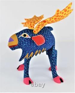 Oaxacan Wood Carving Armando Jimenez Blue Moose Oaxaca Mexican Folk Art Alebrije