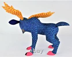 Oaxacan Wood Carving Armando Jimenez Blue Moose Oaxaca Mexican Folk Art Alebrije