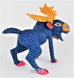 Oaxacan Wood Carving Armando Jimenez Blue Moose Oaxaca Mexican Folk Art Alebrije