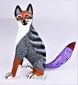 Oaxacan Wood Carving Eleazar Morales Coyote Fox Mexican Folk Art Alebrije Mexico