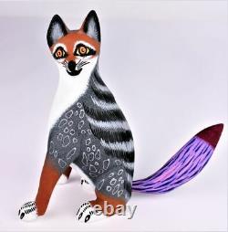 Oaxacan Wood Carving Eleazar Morales Coyote Fox Mexican Folk Art Alebrije Mexico