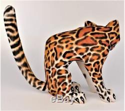 Oaxacan Wood Carving Eleazar Morales Lg Ocelot Wild Cat Oaxaca Mexican Folk Art