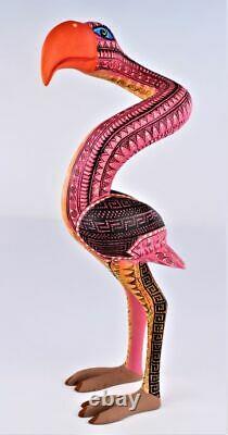 Oaxacan Wood Carving Saul Aragon Flamingo Bird Oaxaca Mexican Folk Art Alebrije