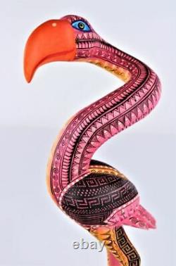 Oaxacan Wood Carving Saul Aragon Flamingo Bird Oaxaca Mexican Folk Art Alebrije