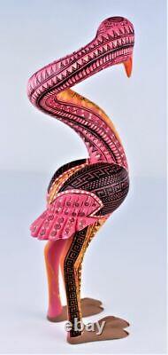 Oaxacan Wood Carving Saul Aragon Flamingo Bird Oaxaca Mexican Folk Art Alebrije