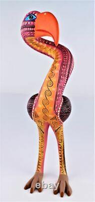 Oaxacan Wood Carving Saul Aragon Flamingo Bird Oaxaca Mexican Folk Art Alebrije