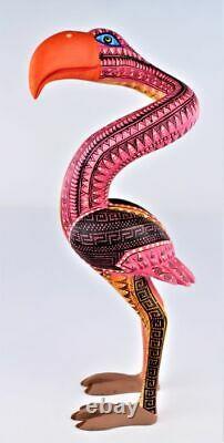 Oaxacan Wood Carving Saul Aragon Flamingo Bird Oaxaca Mexican Folk Art Alebrije