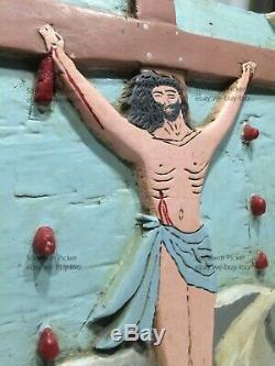 Old African American Folk Art, Crucifixion, Arkansas, Religious Carving Relief