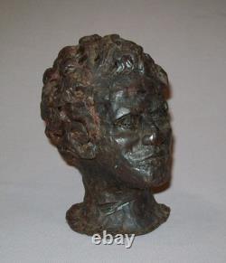 Old Antique Vtg 19th C 1800s Folk Art Hand Carved Wax Beeswax Mans Bust Figure