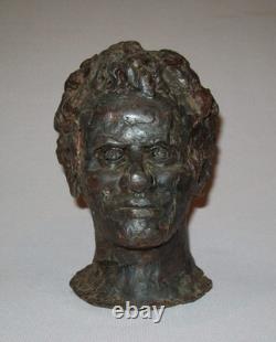 Old Antique Vtg 19th C 1800s Folk Art Hand Carved Wax Beeswax Mans Bust Figure