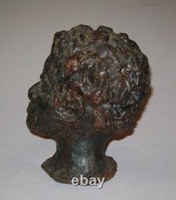 Old Antique Vtg 19th C 1800s Folk Art Hand Carved Wax Beeswax Mans Bust Figure
