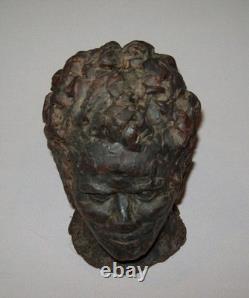 Old Antique Vtg 19th C 1800s Folk Art Hand Carved Wax Beeswax Mans Bust Figure