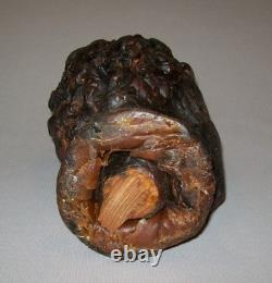 Old Antique Vtg 19th C 1800s Folk Art Hand Carved Wax Beeswax Mans Bust Figure
