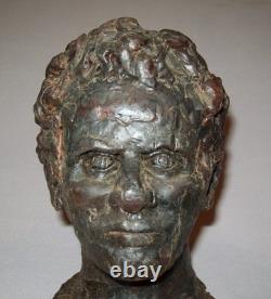 Old Antique Vtg 19th C 1800s Folk Art Hand Carved Wax Beeswax Mans Bust Figure