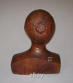 Old Antique Vtg 19th C 1800s Folk Art Hand Carved Wooden Woman Bust Figure Nice