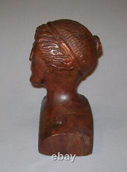 Old Antique Vtg 19th C 1800s Folk Art Hand Carved Wooden Woman Bust Figure Nice