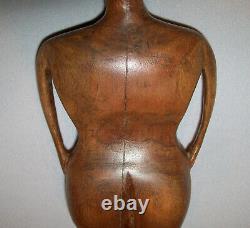 Old Antique Vtg C 1900s Stunning Folk Art Hand Carved Woman Figure Great Surface