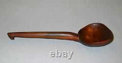 Old Antique Vtg Ca 1800s Folk Art Hand Carved Cherry Wooden Treen Scoop Ladle