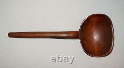 Old Antique Vtg Ca 1800s Folk Art Hand Carved Cherry Wooden Treen Scoop Ladle