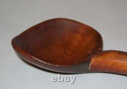 Old Antique Vtg Ca 1800s Folk Art Hand Carved Cherry Wooden Treen Scoop Ladle