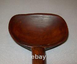 Old Antique Vtg Ca 1800s Folk Art Hand Carved Cherry Wooden Treen Scoop Ladle