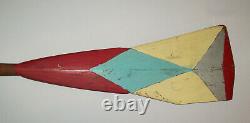 Old Antique Vtg Ca 1900s Folk Art Carved Wooden Camp Paddle Original Paint Nice