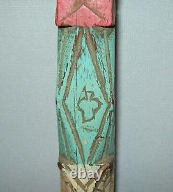 Old Antique Vtg Ca 1900s Folk Art Carved Wooden Camp Paddle Original Paint Nice