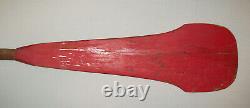 Old Antique Vtg Ca 1900s Folk Art Carved Wooden Camp Paddle Original Red Paint