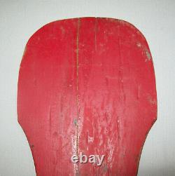 Old Antique Vtg Ca 1900s Folk Art Carved Wooden Camp Paddle Original Red Paint