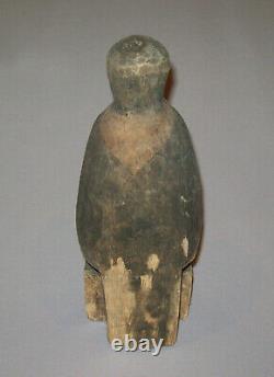 Old Antique Vtg Ca 1900s Folk Art Hand Carved Wooden Crow Figure Original Paint