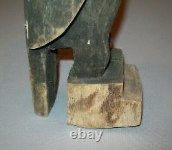 Old Antique Vtg Ca 1900s Folk Art Hand Carved Wooden Crow Figure Original Paint