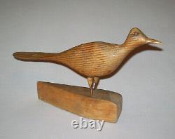 Old Antique Vtg Ca 1920s Folk Art Carved Bird Figure of a Roadrunner Very Nice