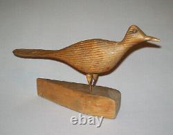 Old Antique Vtg Ca 1920s Folk Art Carved Bird Figure of a Roadrunner Very Nice