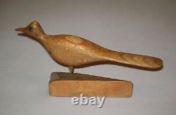 Old Antique Vtg Ca 1920s Folk Art Carved Bird Figure of a Roadrunner Very Nice