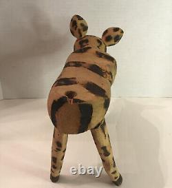 Old Hand Crafted Large dog/ Hyena animal Folk Art wood carving