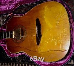 Old Harmony Sovereign Folk Art Pegasus Carved Top Guitar with Beat Lifton Case