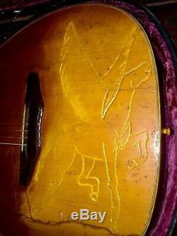 Old Harmony Sovereign Folk Art Pegasus Carved Top Guitar with Beat Lifton Case