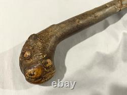 Old Irish Shillelagh Style Carved Folk Art Walking Stick Cane