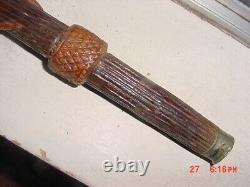 Old Mexican Folk Art Carved Hardwood Walking Stick 5 Snakes