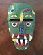 Old Mexican Folk Art Carved Wood Mask Devil Snake Day Of The Dead Real Teeth