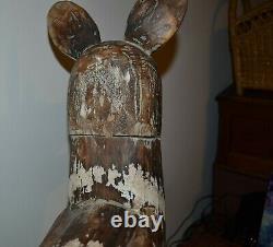 Old Vintage Large Hand Carved Wood Folk Art Life-size Dog Figure 36 x 29