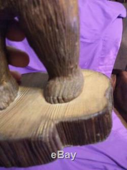 Old Vintage Wood Bear Hand Carved Carving Folk Art Wooden Sculture Art Statue