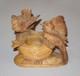 Old Vtg 19th C Folk Art Carved Wooden Bird Figures With Birds Nest Match Holder
