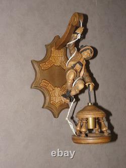 Old wall laml light sconce Black Forest Wood Carving Lantern Folk Art country
