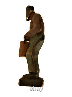 Ole the Hermit Vintage Carved Wood Folk Art Figure, Old Man, 4 Tall