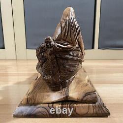 Olive Wood Statue Miracle Of The Fishermen Hand Carved Sculpture Folk Art Signed