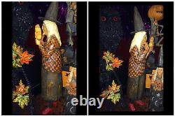 Orig. OOAK Hand Carved Anthony Costanza Halloween Folk Art Witch w Mask, Signed