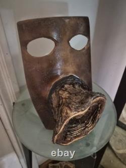 Original Folk/Outsider Art Carved Wooden Big Mouth Burl Sculpture