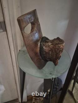 Original Folk/Outsider Art Carved Wooden Big Mouth Burl Sculpture