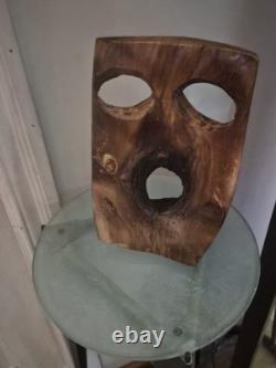 Original Folk/Outsider Art Carved Wooden Big Mouth Burl Sculpture